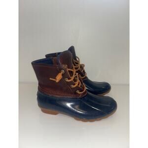 Sperry Duck Boots Rain boot Women’s Sz 5.5 Navy Blue Brown STS91175 Saltwater